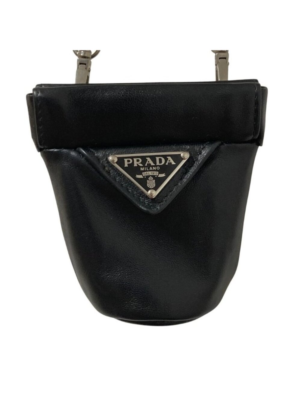 Prada Nappa Leather Mini Necklace Pouch Black